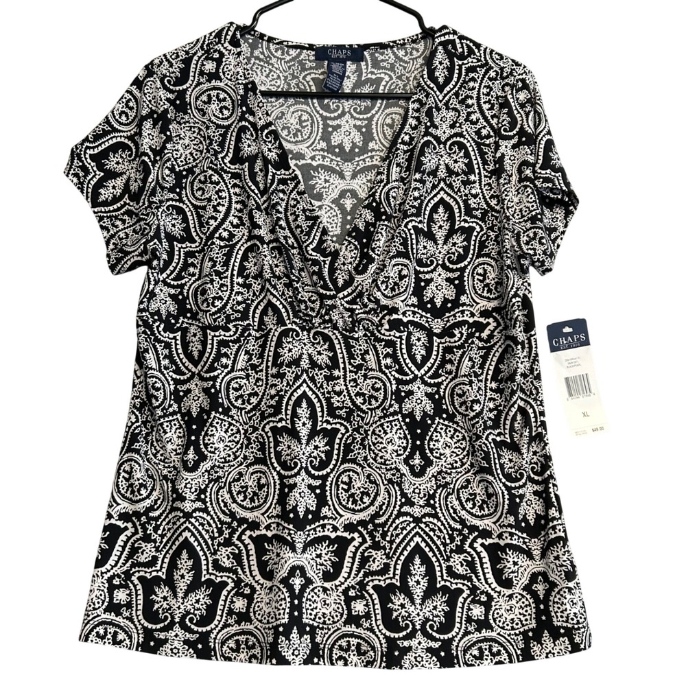 Indie Pearl‎ Gothic Mystical Celestial Damask Women's Top XL Damask Paisley